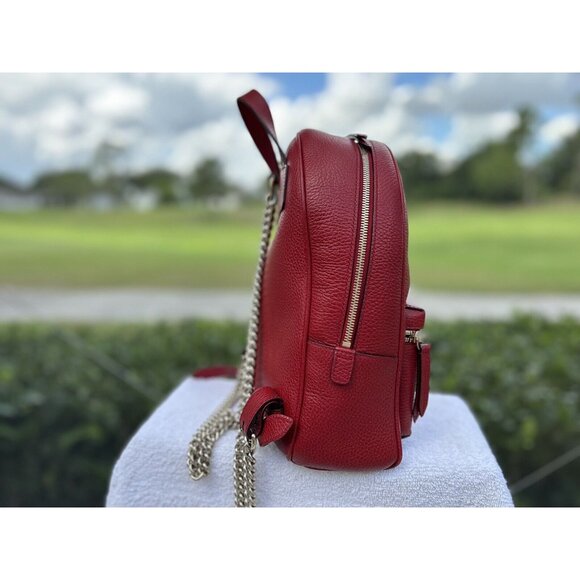 GUCCI  GG SOHO RED PEBBLED CALFSKIN LEATHER CHAIN BACKPACK BAG main image 9